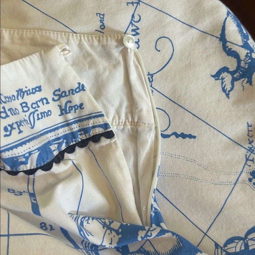 Y2K Seafarers Map Ship Embroidery Ric Rac Skirt 6P - Picture 8 of 14
